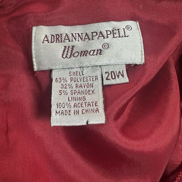 Adrianna Papell Plus Beaded Flutter Sleeve Cocktail Dress Red 20W Formal Holiday - Picture 6 of 10